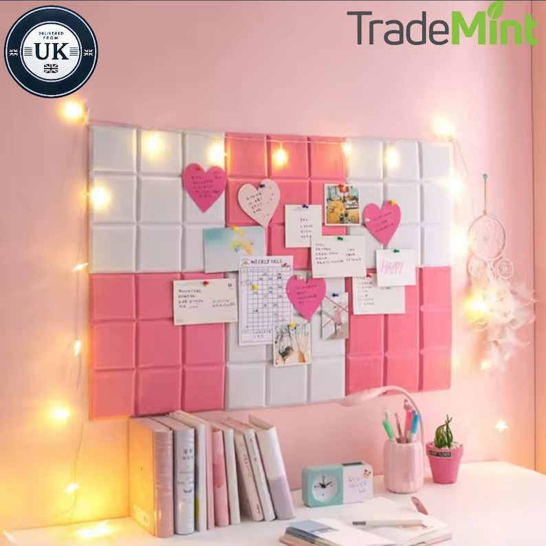 Message Tiles Felt Board Wall Tiles | 30x30cm Decorative Boards for Photos and ...