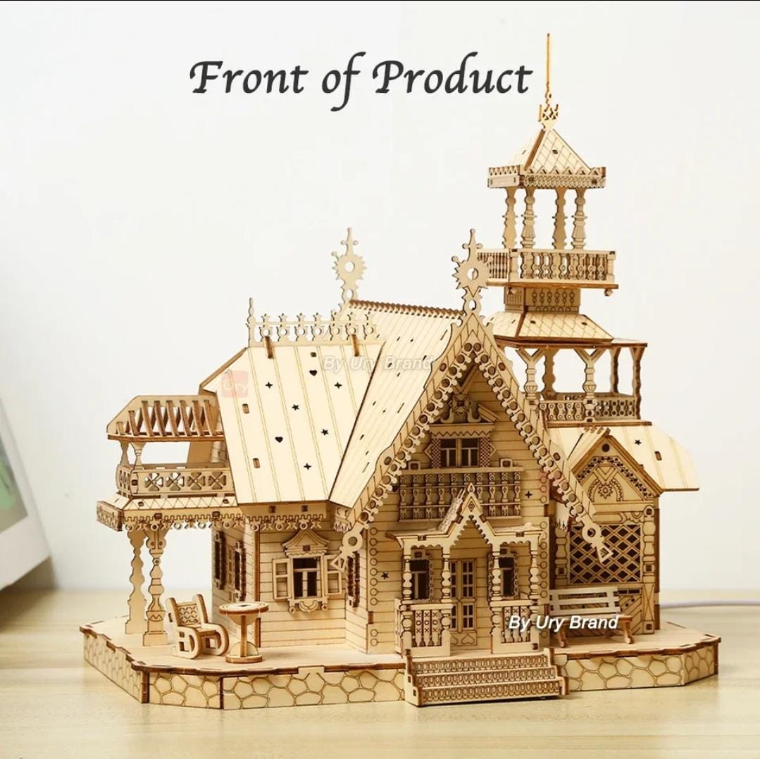 Diy Wooden House 3d Puzzle With Lights | Perfect for Adults & Teens ...