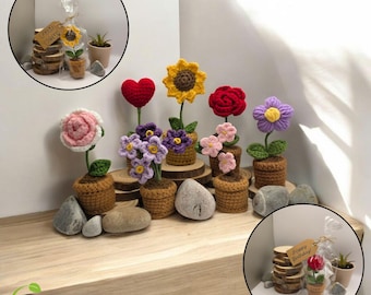 Mini Crochet Potted Plant | Handmade Teacher Gift, Birthday Gift, Thank You Gift, Desk Décor, Cute Home Gift, Crochet Flower
