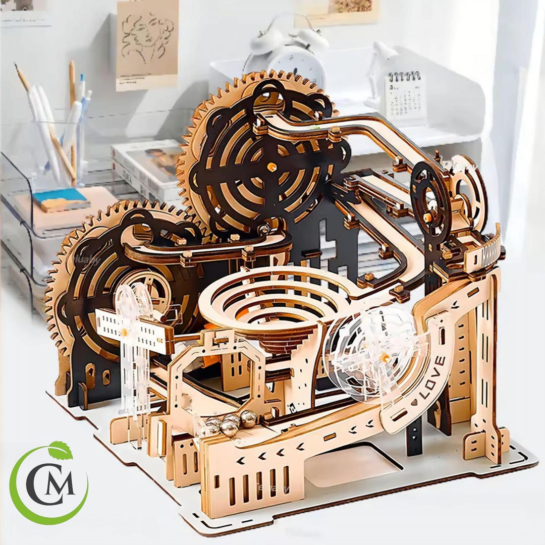 Robotime DIY 3D Wooden Puzzle Marble Run Assembly Model Building Block Stem Toy For Kids Adult