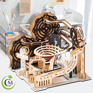 3D Wooden Puzzle Marble Run | DIY Mechanical Model Kit | Unique Gift for Puzzle & STEM Lovers | Educational Building Set for Adults and Kids