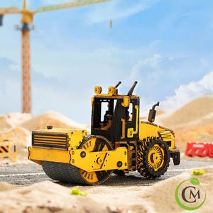 ROKR Road Roller 3D Wooden Puzzle Kit – DIY Construction Vehicle Model, STEM Building Toy for Kids & Adults, Engineering Gift and Home Decor