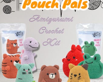 Amigurumi Crochet Kit: Beginner DIY Yarn Set - Bear, Cat, Dino, Frog