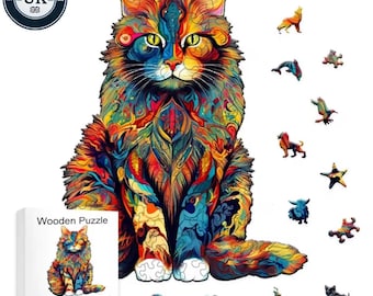 Premium wooden cat puzzle | laser-cut animal design for kids & adults | perfect gift idea