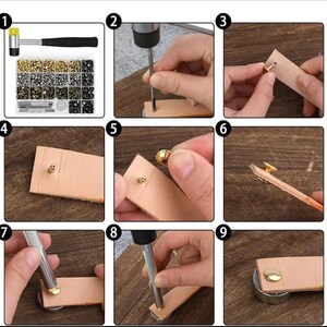 360 Stück Ledernieten-Set | Doppelkappen-Nieten- und Werkzeugset für DIY-Lederarbeiten Bild 5