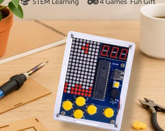 Diy stem soldering game kit - classic pixel games set | fun gift for teens, beginners & enthusiasts - build or premade options