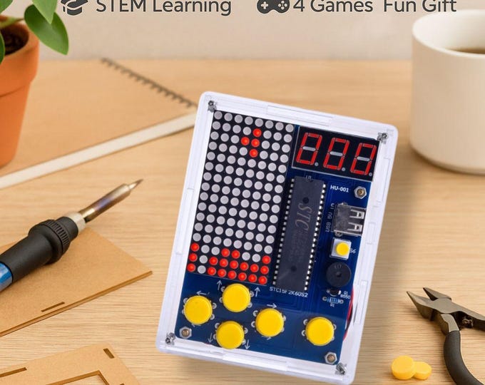 Diy stem soldering game kit - classic pixel games set | fun gift for teens, beginners & enthusiasts - build or premade options