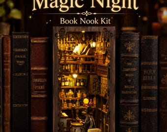 DIY-kit voor boekenhoek: houten led-boekenplankinzet, Magic Night Diorama