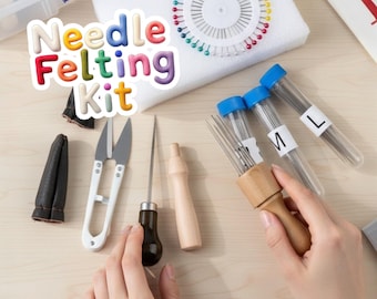 Needle Felting Kit with 60 Needles, Foam Mat & Wooden Handle Tool