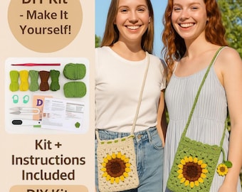 Sunflower Crochet Bag Kit for Beginners - DIY Phone Purse with Yarn and Hook | Handmade bag Gift for Women & Girls