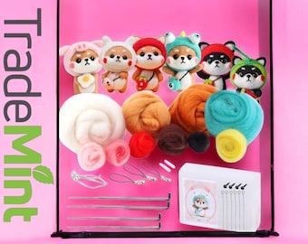 DIY Akita Needle Felting Kit: Handmade Wool Dog Toy Craft