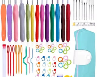 Crochet Hook & Knitting Needle Set with Case - 13 Sizes, Blunt Needles, Stitch Markers and Accessories