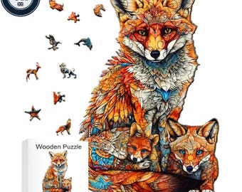 Premium wooden fox puzzle | laser-cut animal design for kids & adults | perfect gift idea