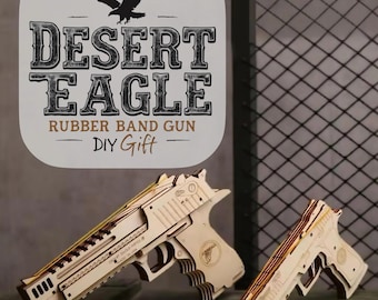 DIY Wooden Puzzle Rubber Band Launcher | Desert Eagle Style Model Kit for Teens & Adults | STEM Educational Gift Christmas Toy