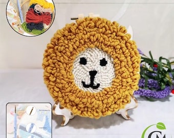 Punch Needle Kit: Lion Design, DIY Embroidery Craft Set