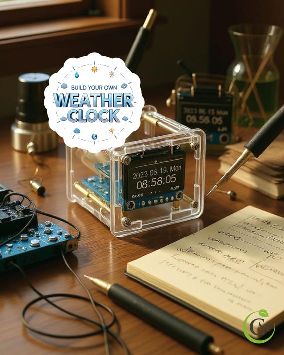 DIY Digital Weather Clock Kit | ESP8266 Mini WiFi Clock | Soldering Practice Kit | Fun STEM Educational Gift for Adults & Kids
