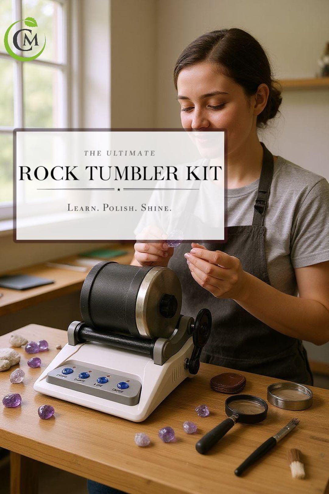 Rock Tumbler Kit DIY Jouet électrique avec Pierres Précieuses Grossières pour Polissage pour Adultes et Enfants 100-240 V, ABS, Ensemble de Gobelets