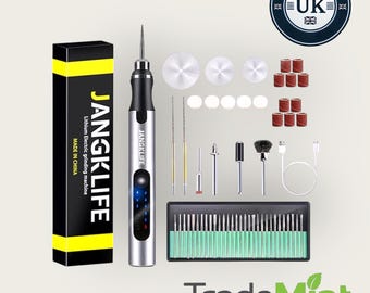 Cordless usb rotary tool kit - mini engraving pen for wood, metal, glass & jewelry diy projects