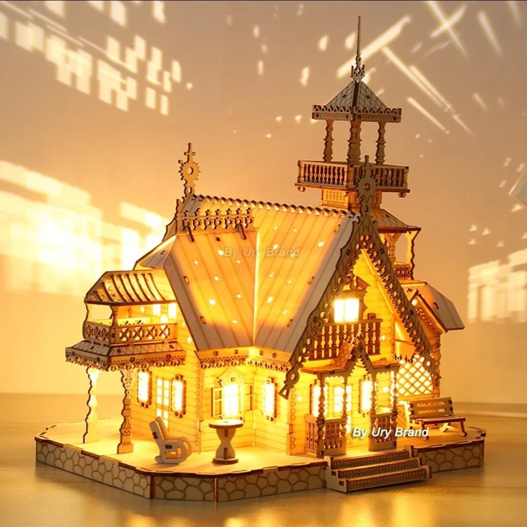 Diy Wooden House 3d Puzzle With Lights | Perfect for Adults & Teens ...