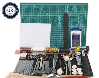 69-Piece Leather Craft Tools Set | Saddle Groover Kit for Stitching, Sewing, and Carving