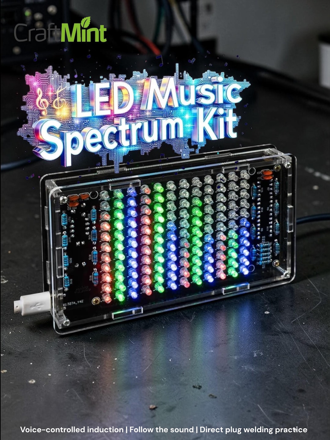 Led Sequencer Kit DIY Music Spectrum LED Kit | Sound Reactive Light Soldering Project ...
