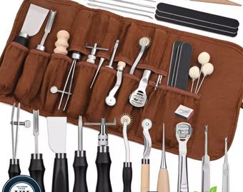 37-piece leather craft tools set | edge skiver, sewing, and stitching tools