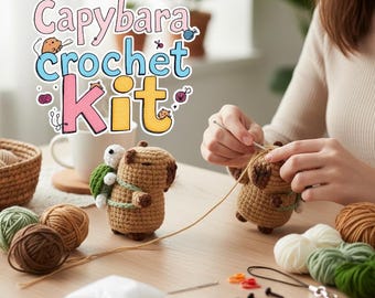 Capybara crochet kit | cute animal crochet starter set | diy craft kit for beginners & gift for craft lovers