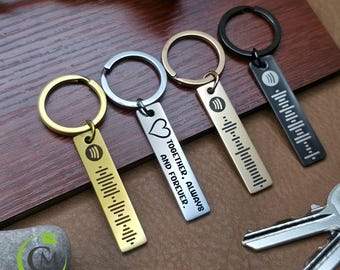 Personalized Spotify Code Keychain: Engraved Stainless Steel Music Gift