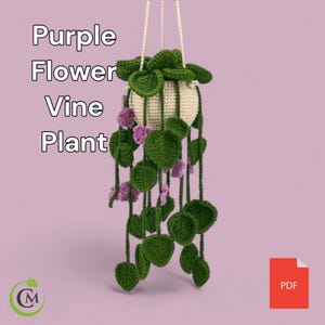 かぎ針編みの紫色の花が咲くつる植物｜初心者向けデジタルPDF