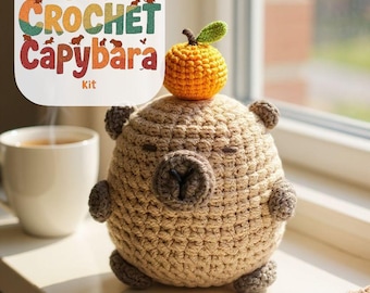 Capybara Crochet Kit - DIY Amigurumi Animal Crochet Kit for Beginners | Yarn, Hook, Stuffing & Video Tutorial | Cute Handmade Gift