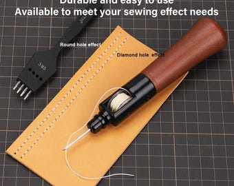 Leather sewing awl and thread kit - speedy stitcher tool set for diy leather craft, edge stitching, and canvas repair