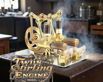 Double Cylinder Stirling Engine Model | Mini Steam Power Generator Toy, Educational Physics Kit, DIY Science Experiment Gift