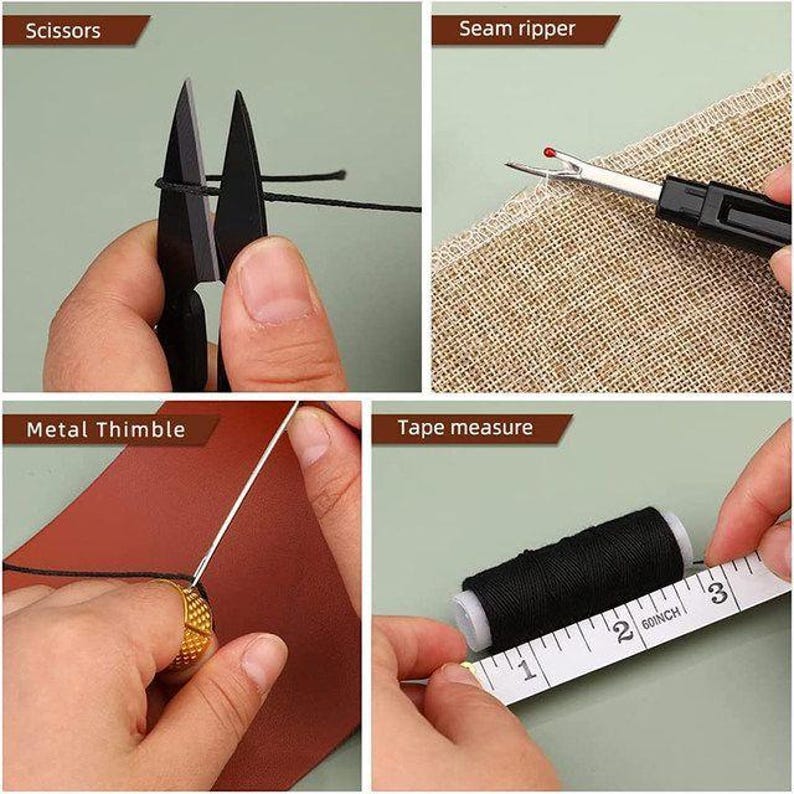 Complete Leather Sewing Kit - Upholstery Repair Set with Thread, Awls, Needles & Tools for DIY Leathercraft image 7
