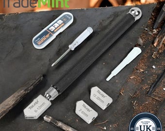 Gereedschapset glassnijder | Hardmetalen punt van 2 mm - 20 mm met extra messen, oliedruppelaar en opbergdoos