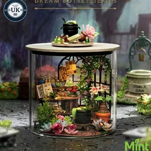 DIY Miniature Dollhouse Kit – Wooden Craft Set with LED Lights – Mini Garden Room Model – Gift for Adults & Hobby Crafters
