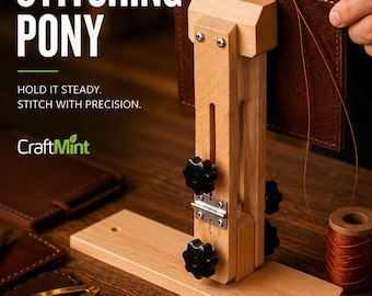 Leather Stitching Pony: Beech Wood Clamp, 180 Adjustable, Foldable