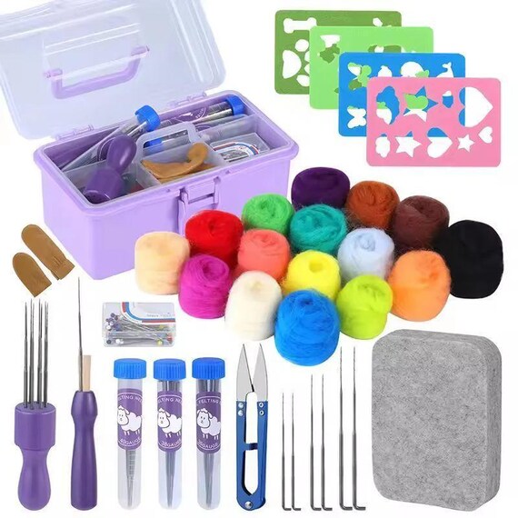 Redamancy Aiguille à Feutrer, 35 PCS D'aiguilles à Feutrer Kit, 3 Tailles Laine Feutrage Outil, Aiguilles de Feutrage avec Bouteilles, Manche Bois Outils Feutre, pour Artisanat Accessoires à Tricoter