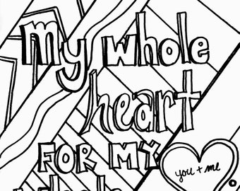 Valentine's Day Coloring Page Printable - 3 Pack - "My Whole Heart"