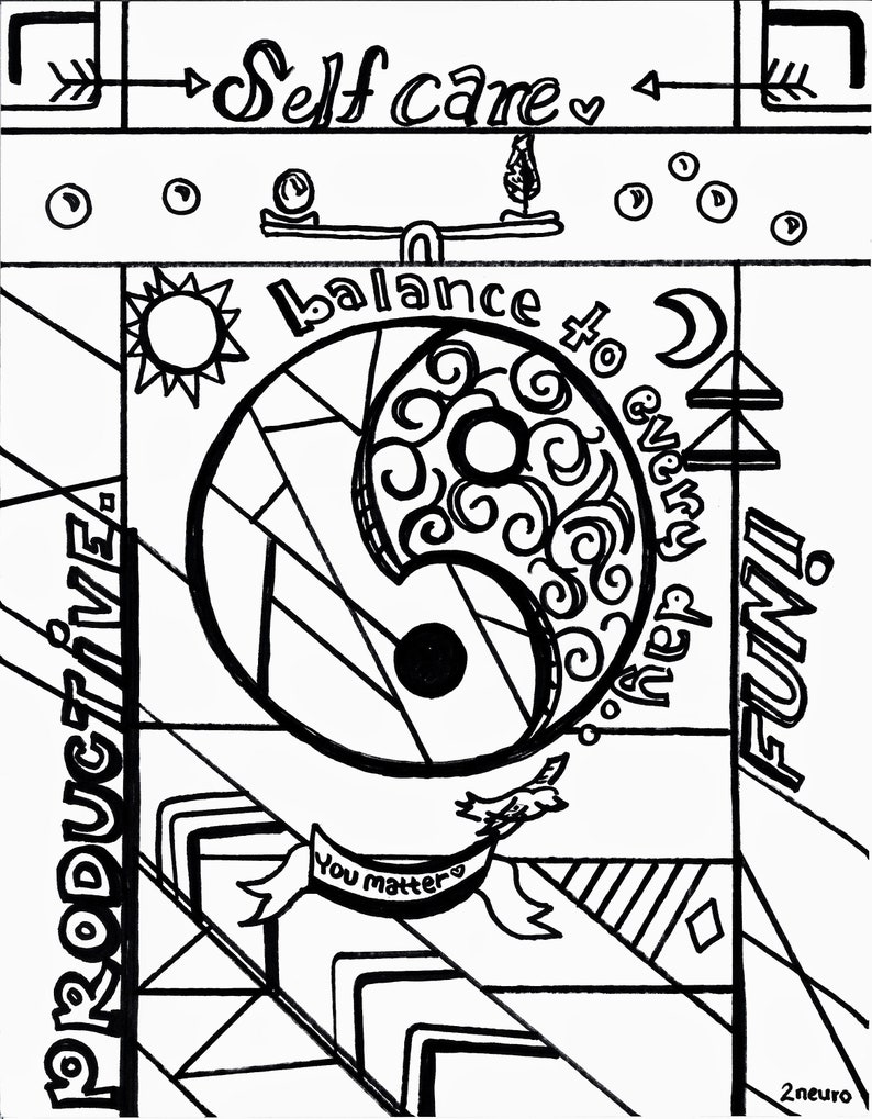 Self Care Coloring Page - Balance - Printable - Etsy