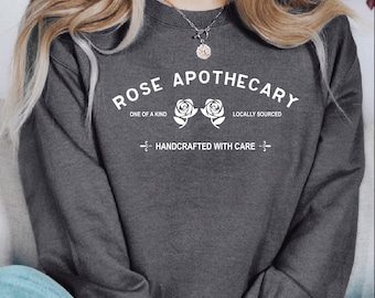 Rose Apothecary-tröja, Schitt Creek-skjorta, Rosebud Motel-skjorta, handgjord med omsorg, Moira Rose-skjorta, David Rose-tröja P-280