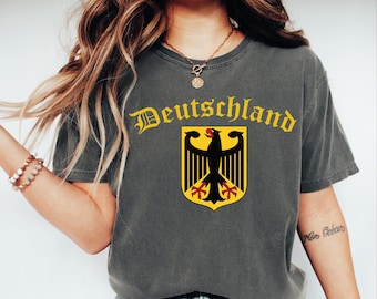 Deutschland Germany Flag Coat Of Arms Eagle Comfort Colors, German Heart Flag Shirt, Deutschland Pride Tee, Cute Germany Gift P-548