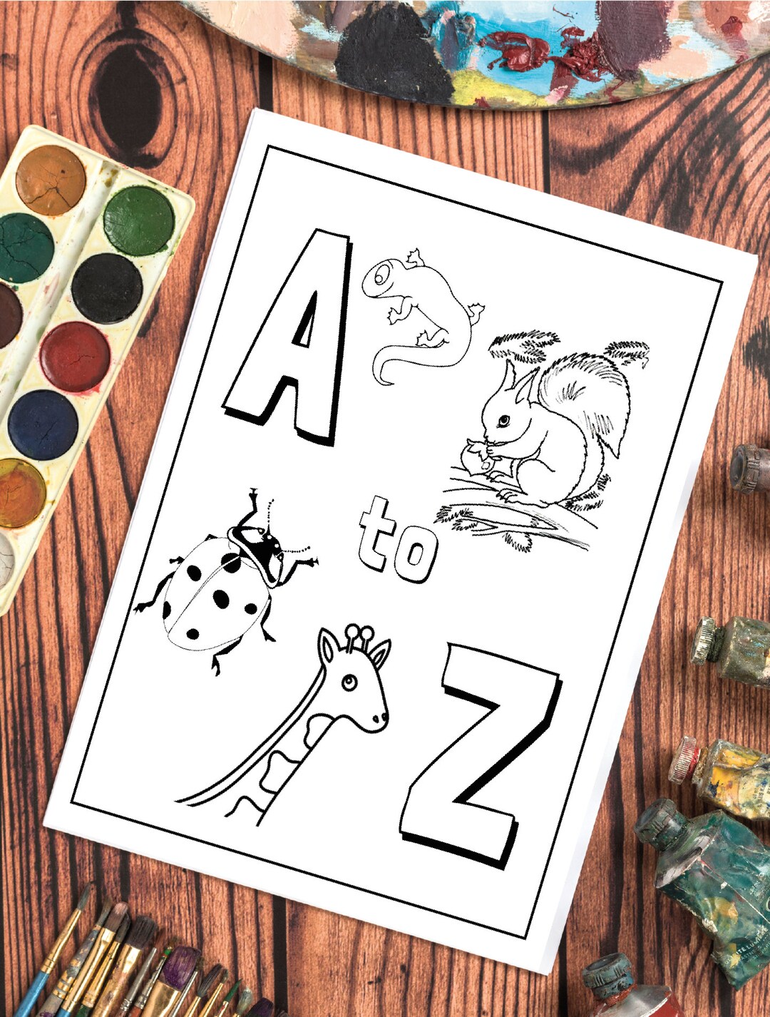 ABC Animal Coloring Book, Alphabet Coloring Page, Baby Shower Gameabc