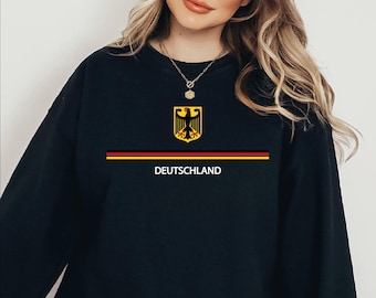 Deutschland Germany Flag Coat Of Arms Eagle Sweatshirt, German Heart Flag, Deutschland Pride Tee, Cute Germany Gift P-546