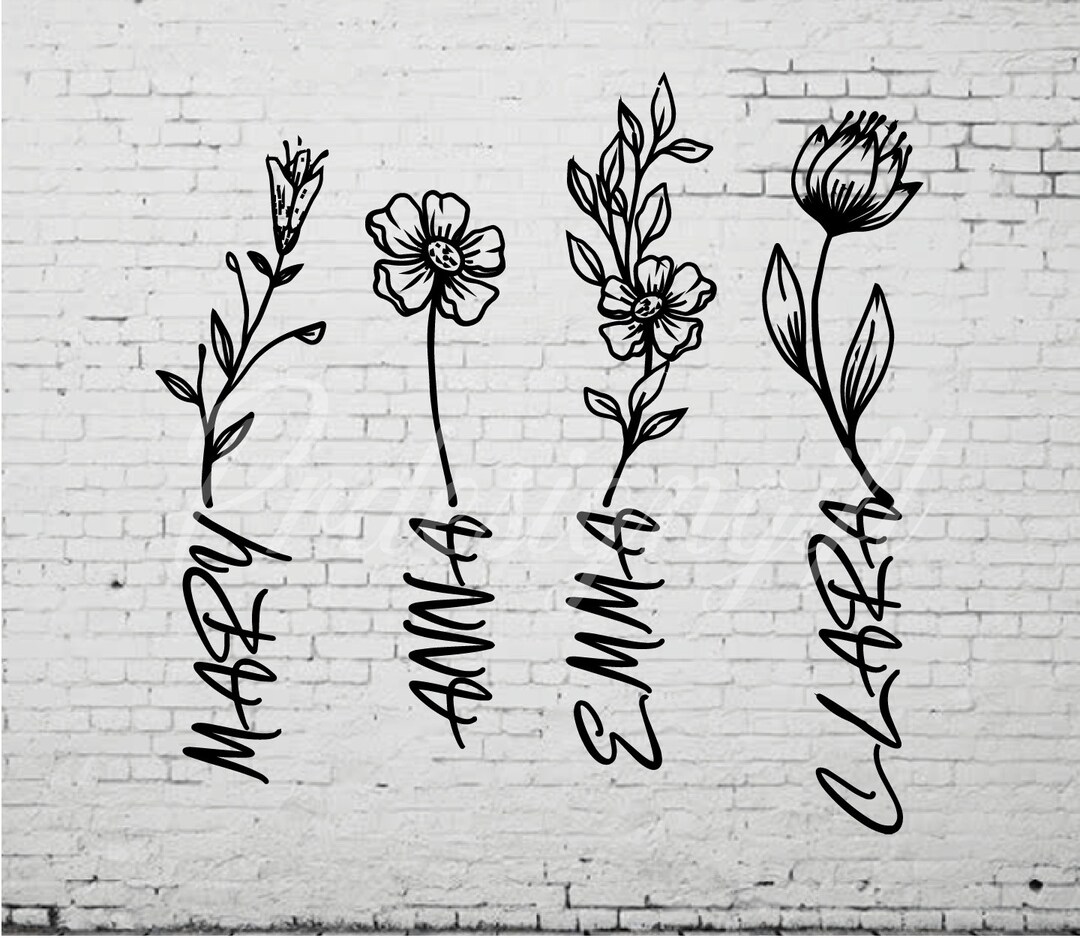 Birth Flower Name Svg and Png, Plant Mom Gift Idea, New Mama Present