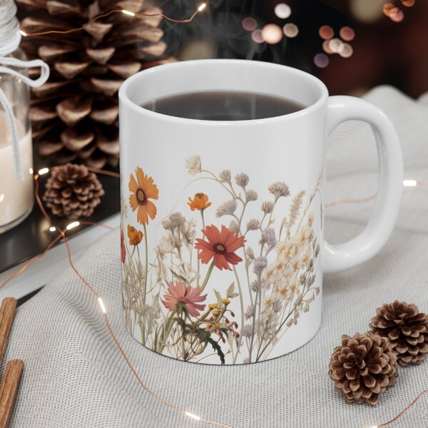Summer Meadow Durable Ceramic Mug 11oz - Daily Coffee Mug Gift- Perfect Mug for Anyone For Nature Lovers