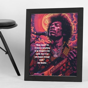 Jimi Hendrix Art, Jimi Hendrix Lyrics, Motivational Art, Music Art, Inspirational Quote, Digital Download, Digital Print, Wall Art