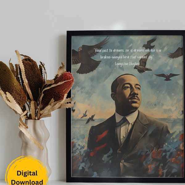 Langston Hughes, Langston Hughes Art, Motivational Art, Inspirational Art, Wall Art, Digital Download, Digital Prints, Digital Art, Digital