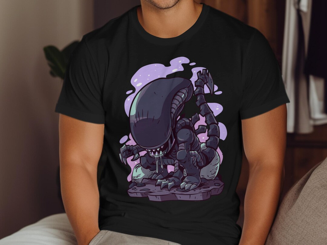 Cute Alien Xenomorph T-shirt, Cartoon Monster Tee, Sci-fi Fan Gift ...