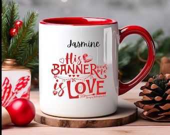 Personalised Bible Name Mug, Bible Verse, Christian Religious Mug, Scripture mug, 11oz(313ml), Special gift mug, His Banner over me is love