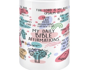 15oz Daily Reminder Mug, Affirmation Mug, Self Love Mug, Motivation, Positive Quotes, Bible Scripture  Positivity 427ml Jumbo Big Tall Mug